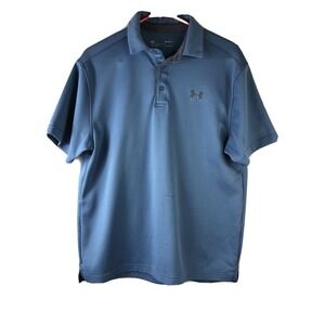Under Armour Mens M Heat Gear Blue Polo Shirt FLAW